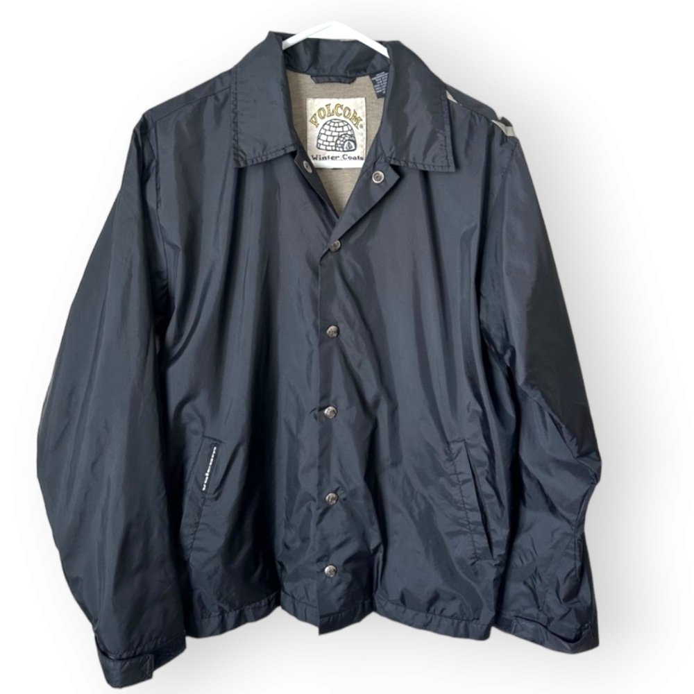 VOLCOM x VINTAGE Winter Coats coach jacket snap button in black size S